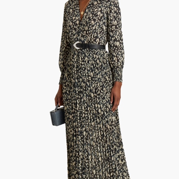 BA&SH Lisi pleated printed crepe maxi dress - Picture 2 of 5